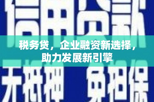 谢岗税务贷，企业融资新选择，助力发展新引擎