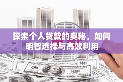 谢岗探索个人贷款的奥秘，如何明智选择与高效利用